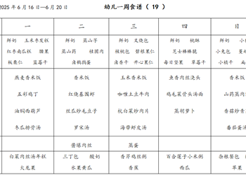  幼儿一周食谱（19）